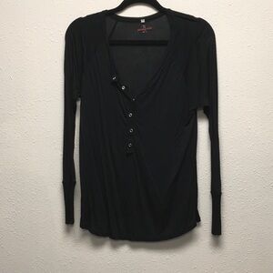 Pete & Greta for Johnny Was Black Long Sleeve Button Henley